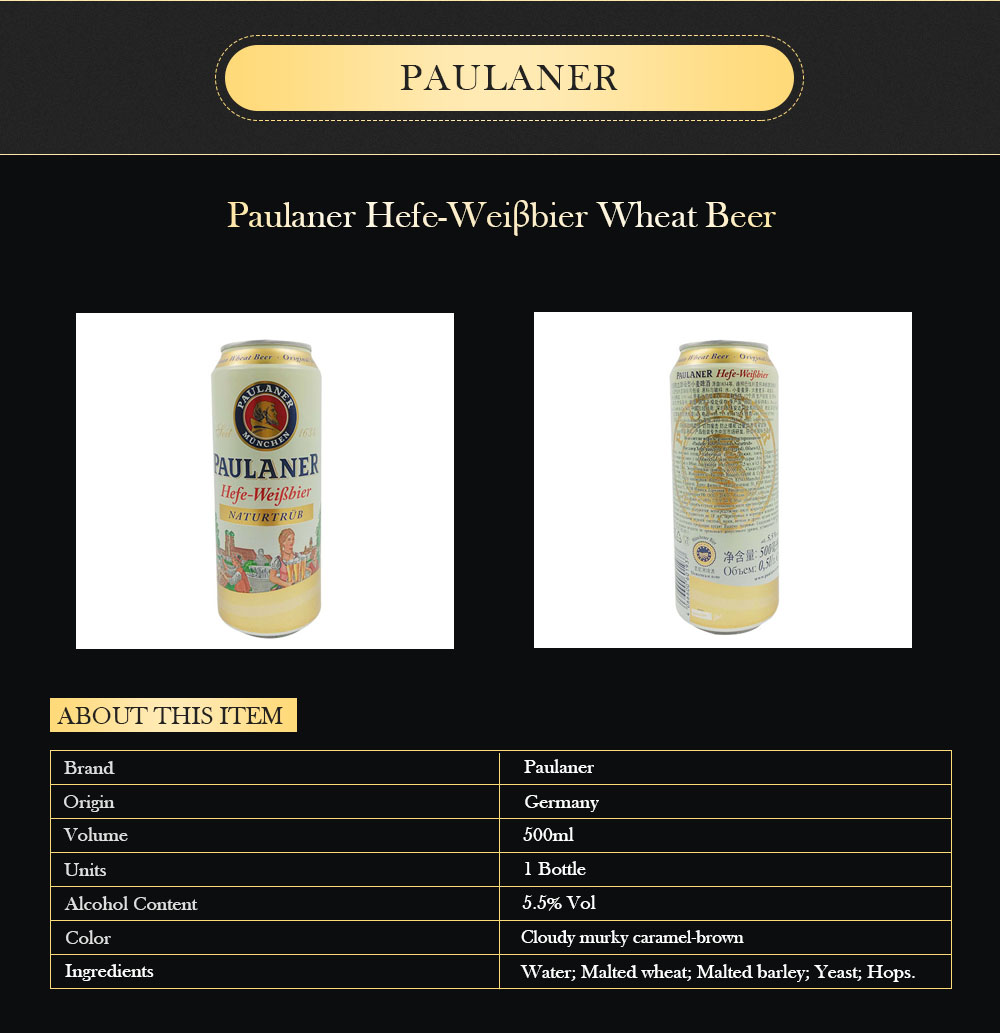 paulaner hefe-weiβbier wheat beer 500ml